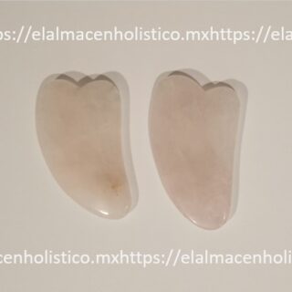 GUA SHA CORAZON CUARZO ROSA VERDE CHICO 7.5 cm - 50599